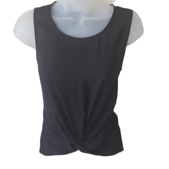 BCBGENERATION Womens Top XSmall Sheer Sleeveless Black Crop Knot Front Goth Punk - Picture 7 of 10